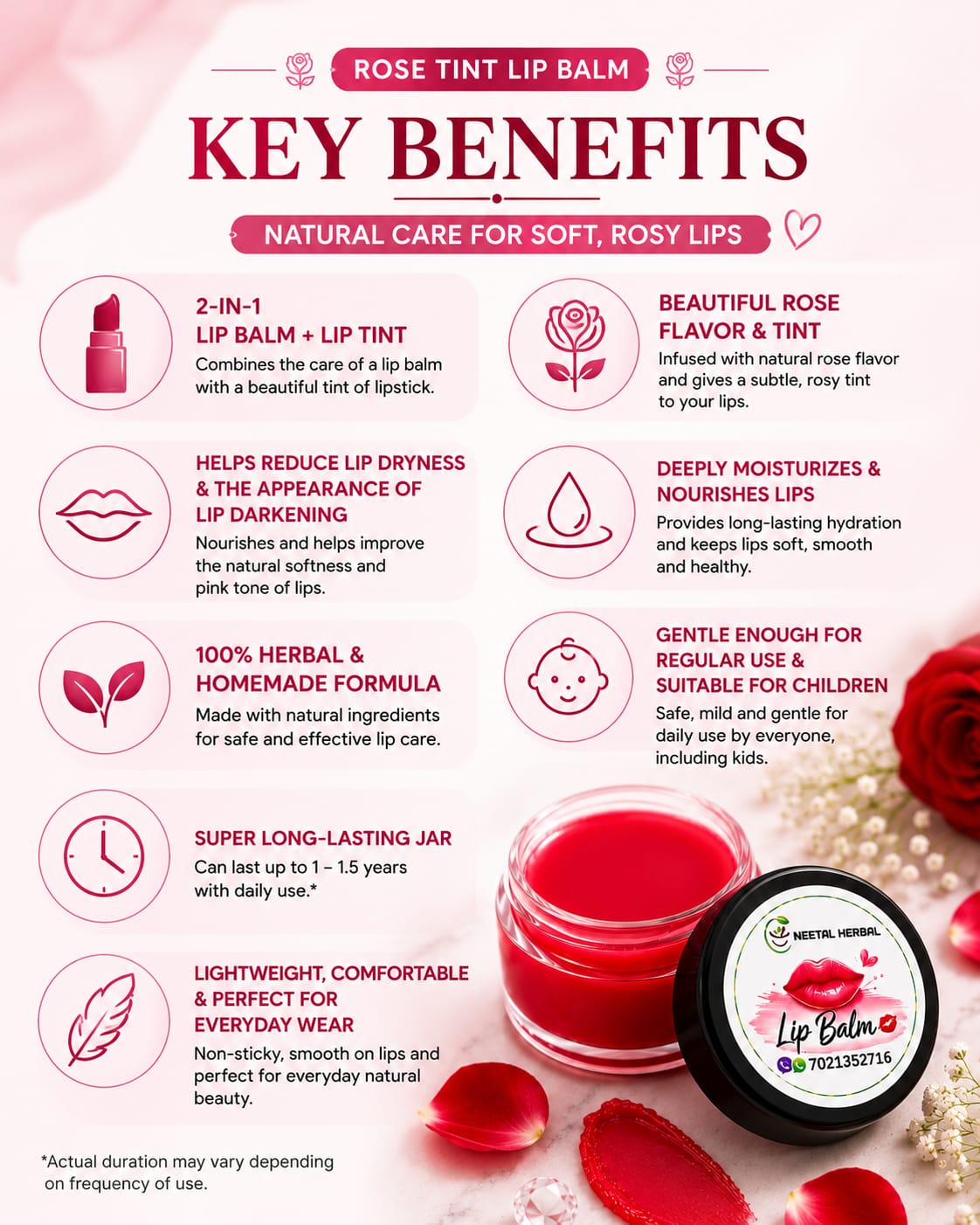 Rose Tint Lip Balm (2-in-1 Lip Balm + Lipstick)